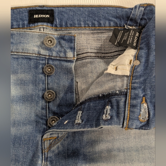Hudson's the Blinder V2 Biker Jeans Light Blue Denim with Button Fly Size 33 - Picture 7 of 14